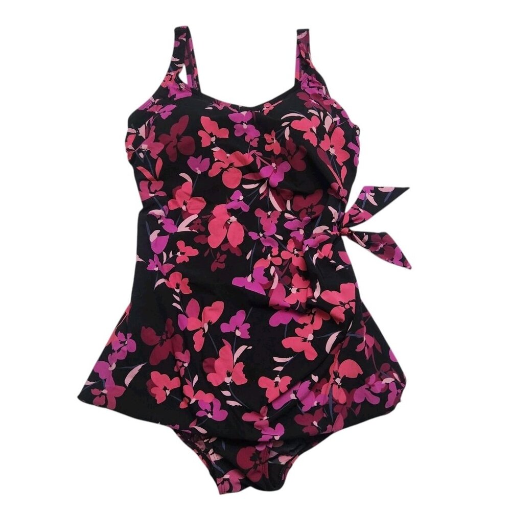 LL Bean Women Size 12 Bathing Suit One Piece Swimwear Floral Underwire